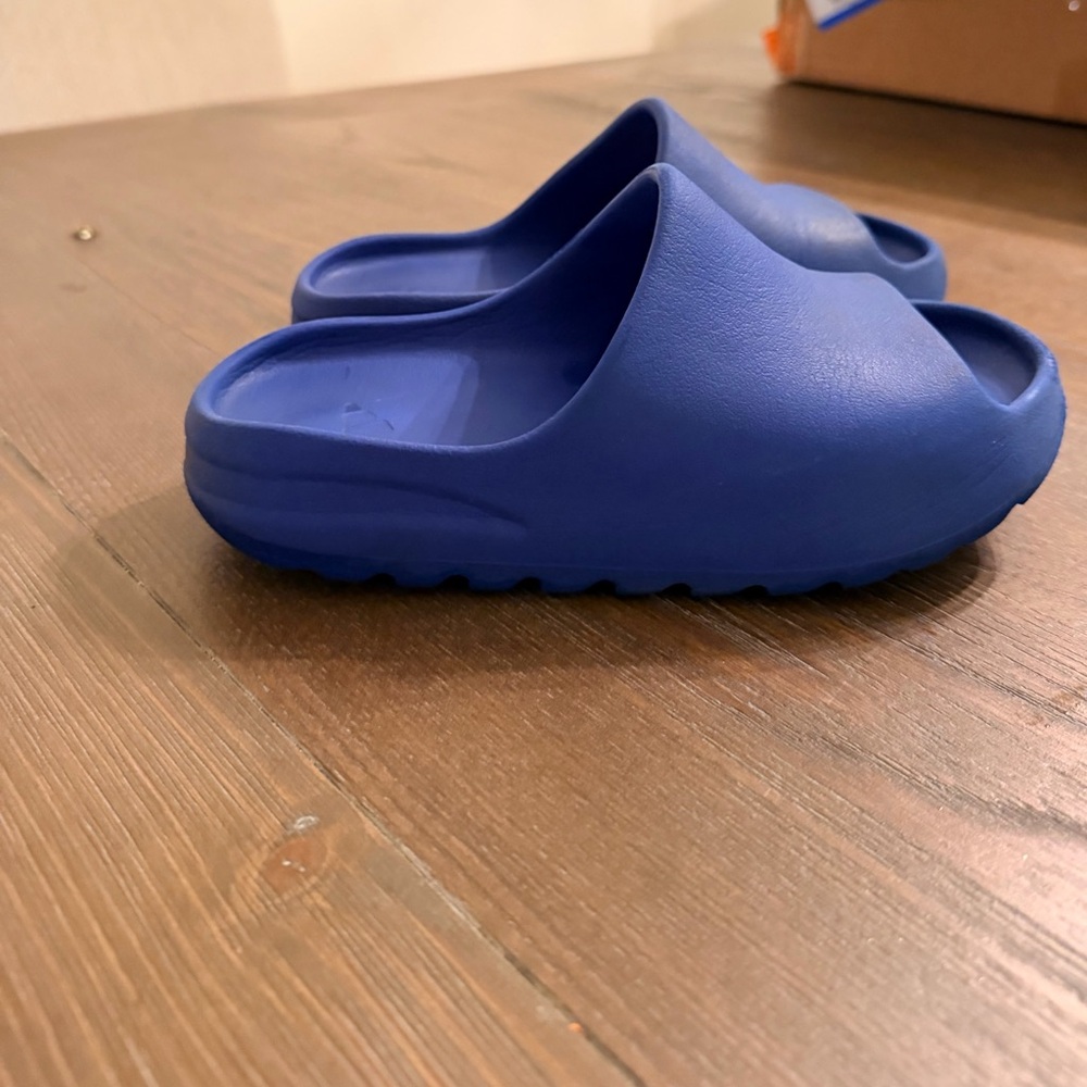 Blue Kids Adidas Yeezy Slides